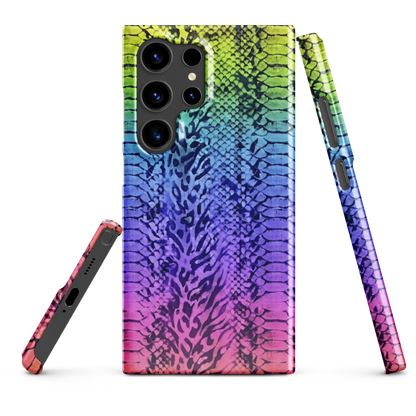 Vibrant Rainbow Snake Skin & Leopard Print Snap Case for Samsung