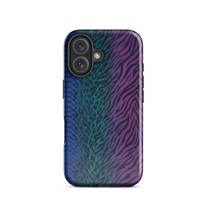 Blue to Purple Dark Snake Zebra & Leopard Print Tough Case for iPhone®