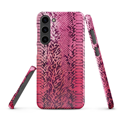 Neon Pink Snake Skin & Leopard Print Snap Case for Samsung