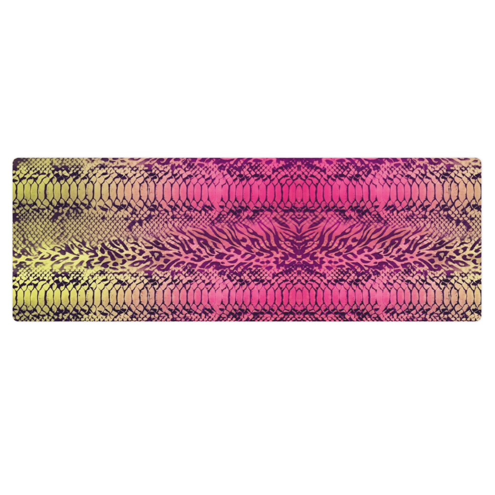 Yellow & Pink Snake Skin & Leopard Print Pilates Yoga Mat