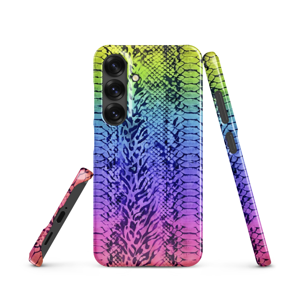 Vibrant Rainbow Snake Skin & Leopard Print Snap Case for Samsung