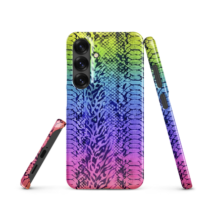 Vibrant Rainbow Snake Skin & Leopard Print Snap Case for Samsung
