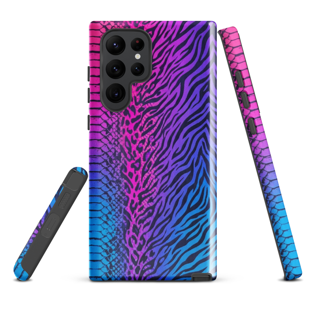 Hot Pink & Blue Snake Skin Zebra & Leopard Print Tough Case for Samsung