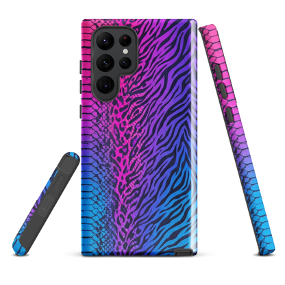 Hot Pink & Blue Snake Skin Zebra & Leopard Print Tough Case for Samsung