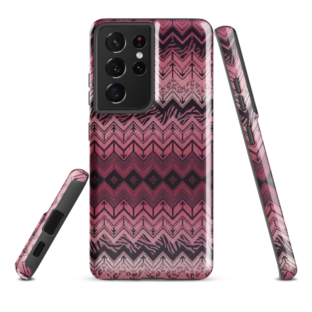Pink Chevron Pattern Leopard & Zebra Print Tough Case for Samsung