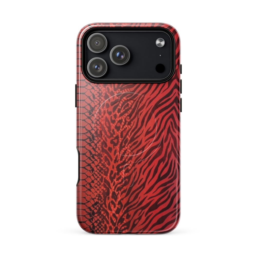 Red Zebra Snake & Leopard Print MagSafe Tough Case for iPhone®