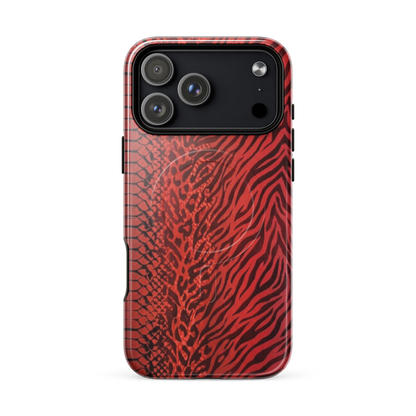 Red Zebra Snake & Leopard Print MagSafe Tough Case for iPhone®
