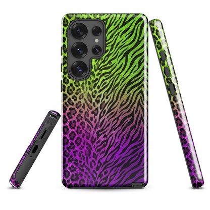 Neon Green & Purple Zebra & Leopard Print Tough Case for Samsung