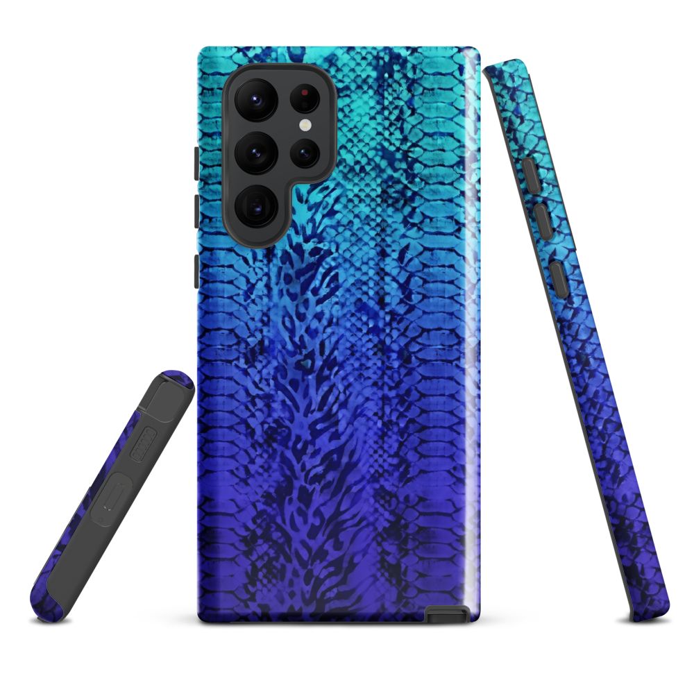 Vibrant Blue Snake & Leopard Print Tough Case for Samsung
