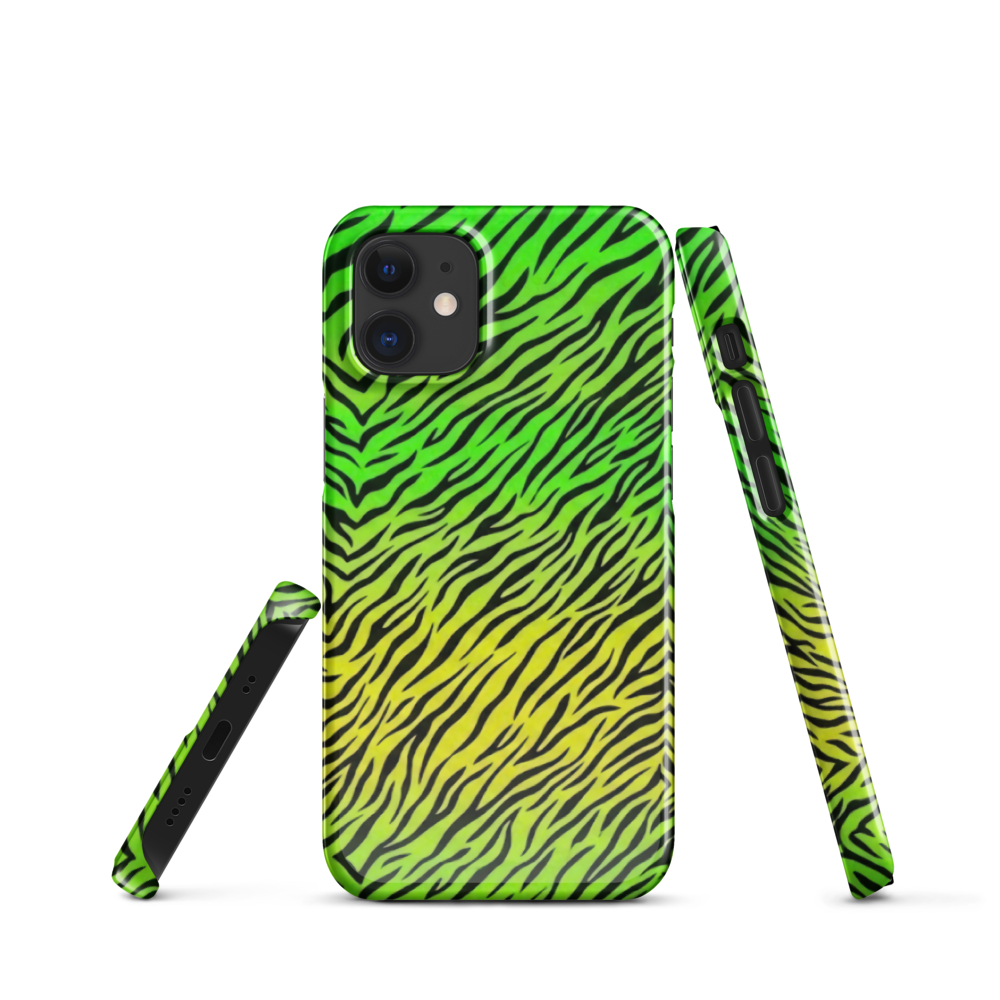 Green & Yellow  Zebra Print Snap Case for iPhone