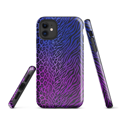 Purple to Blue Zebra & Leopard Print Tough Case for iPhone®
