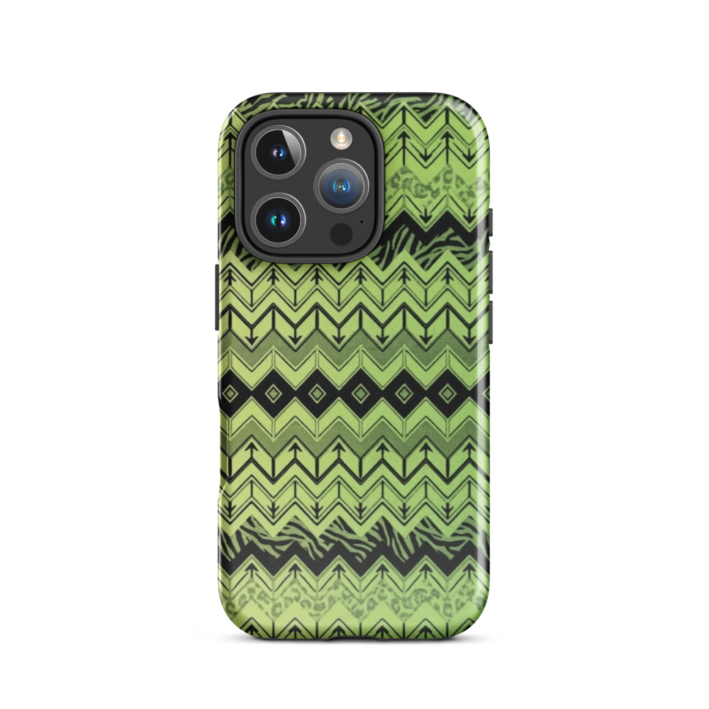 Lime Green Chevron Zebra & Leopard Print Tough Case for iPhone®