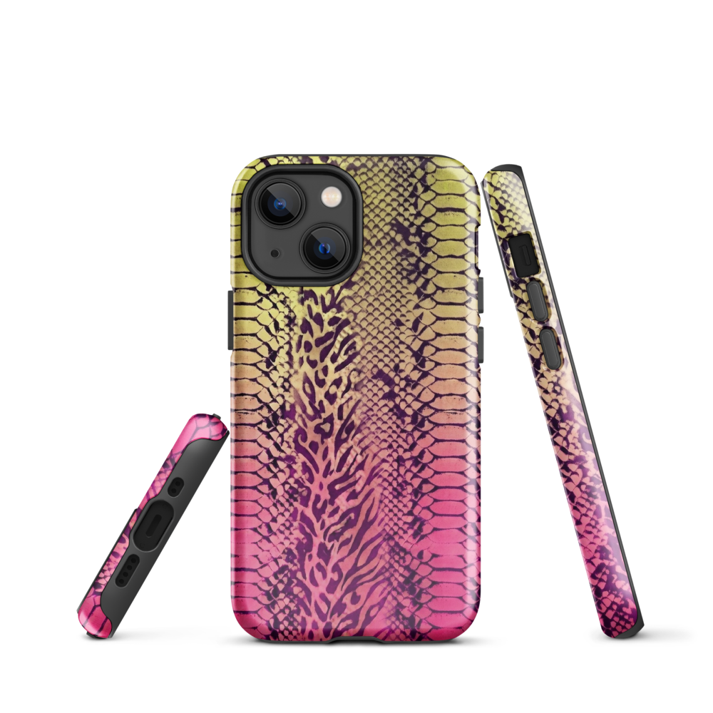 Yellow & Pink Snake Skin & Leopard Print Tough Case for iPhone®