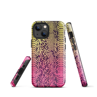 Yellow & Pink Snake Skin & Leopard Print Tough Case for iPhone®