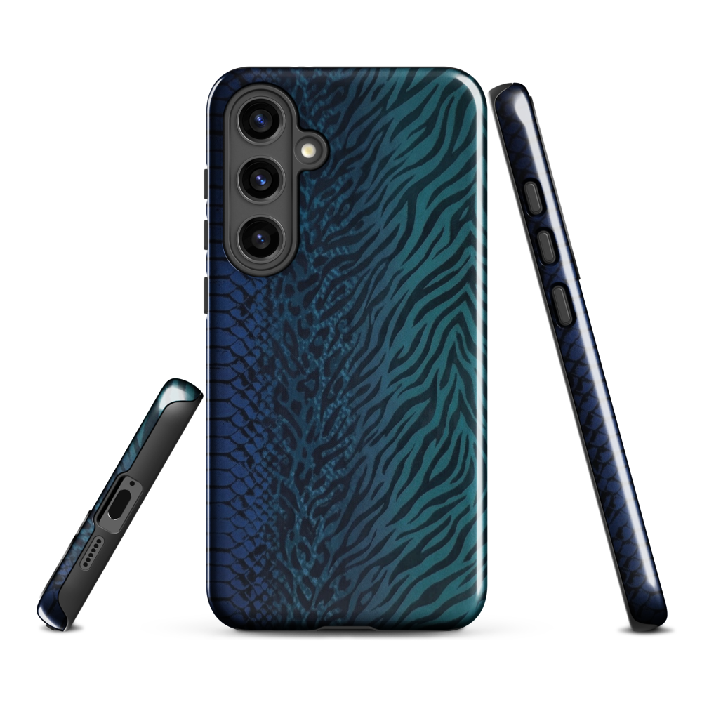 Blue & Teal Snake Skin Zebra & Leopard Print Tough Case for Samsung