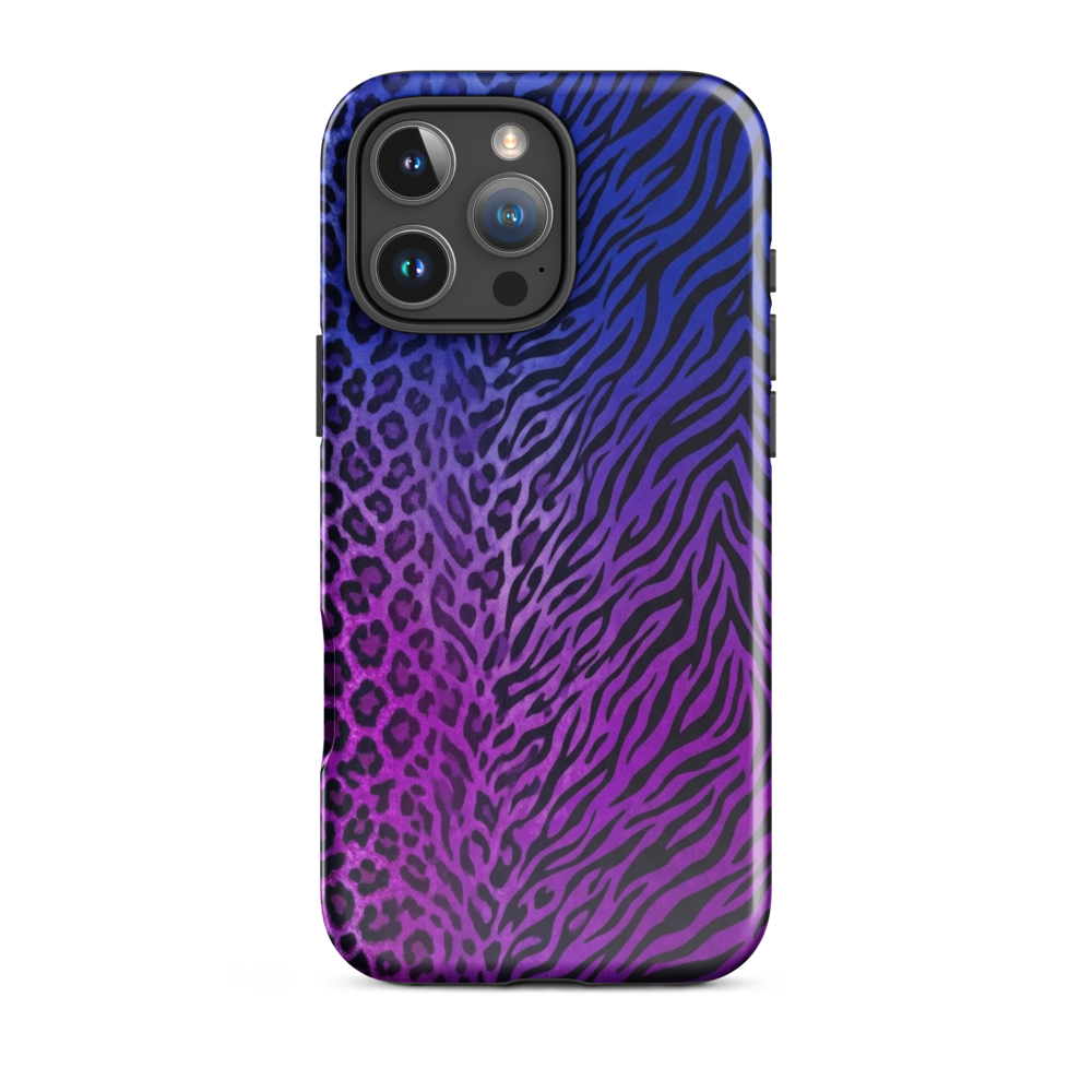 Purple to Blue Zebra & Leopard Print Tough Case for iPhone®
