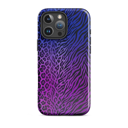 Purple to Blue Zebra & Leopard Print Tough Case for iPhone®