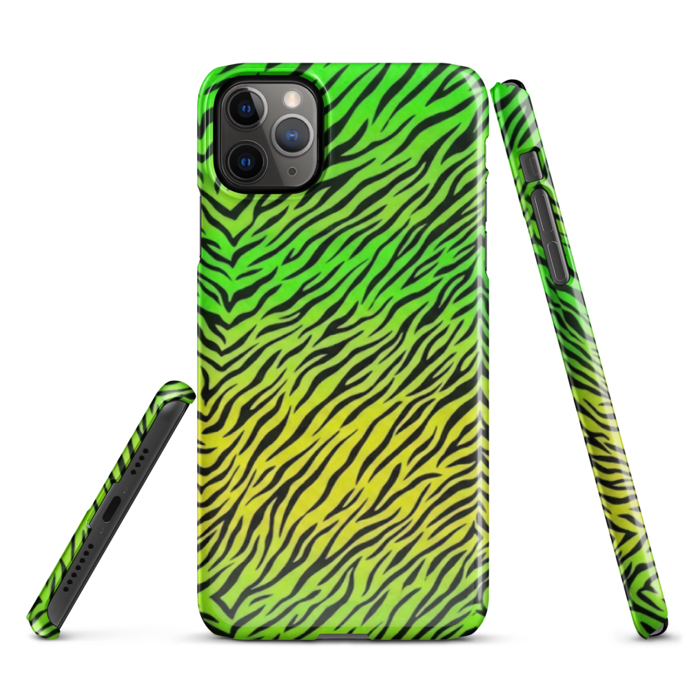Green & Yellow  Zebra Print Snap Case for iPhone