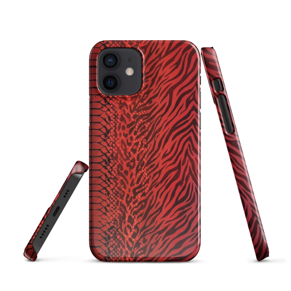 Red Zebra Snake & Leopard Print Snap Case for iPhone