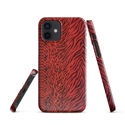 Red Zebra Snake & Leopard Print Snap Case for iPhone