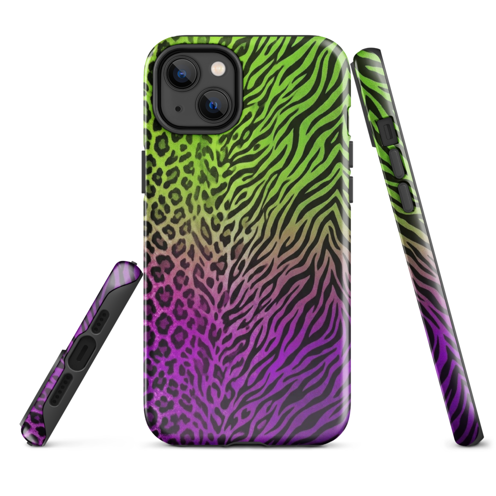 Neon Green & Purple Zebra & Leopard Print Tough Case for iPhone®