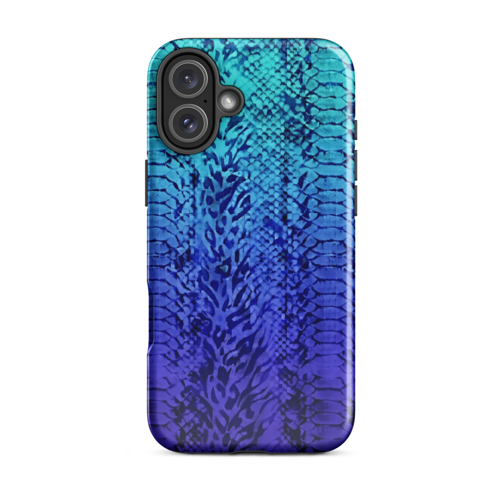 Vibrant Blue Snake & Leopard Print Tough Case for iPhone®