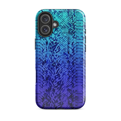 Vibrant Blue Snake & Leopard Print Tough Case for iPhone®