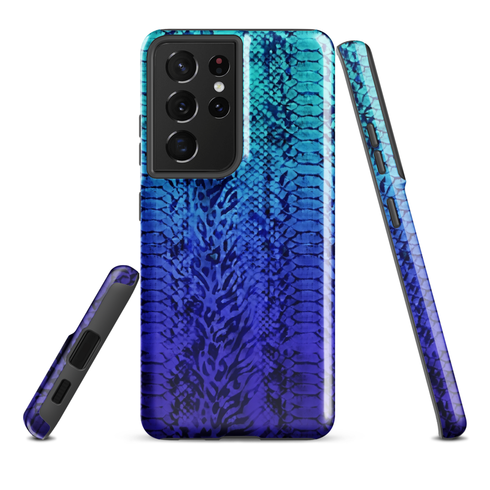 Vibrant Blue Snake & Leopard Print Tough Case for Samsung