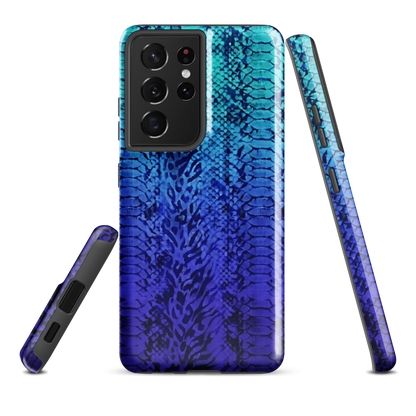 Vibrant Blue Snake & Leopard Print Tough Case for Samsung