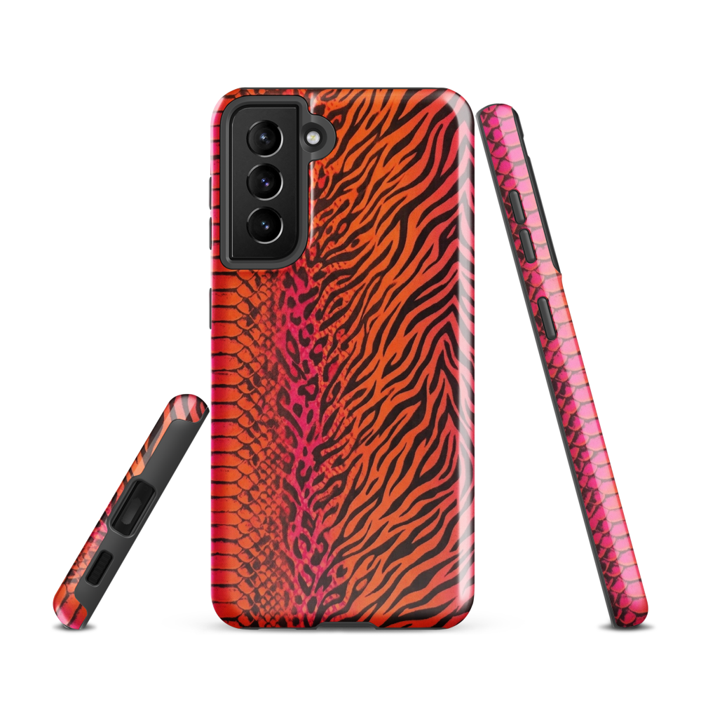 Sunset Orange & Pink Snake Skin Leopard & Zebra Print Tough Case for Samsung