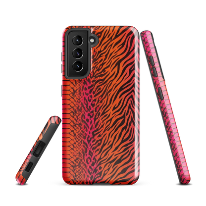 Sunset Orange & Pink Snake Skin Leopard & Zebra Print Tough Case for Samsung