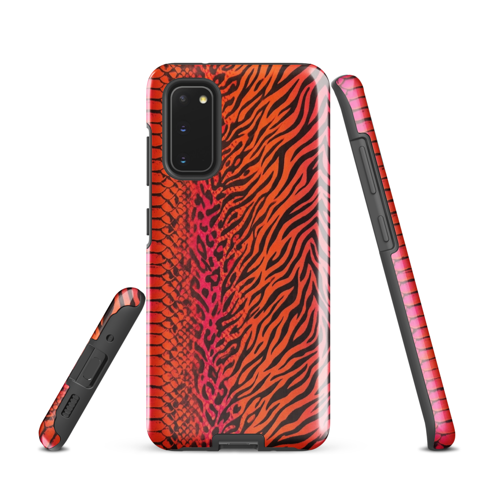 Sunset Orange & Pink Snake Skin Leopard & Zebra Print Tough Case for Samsung