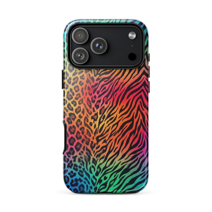Vibrant Rainbow Zebra & Leopard Print Tough Case for iPhone®