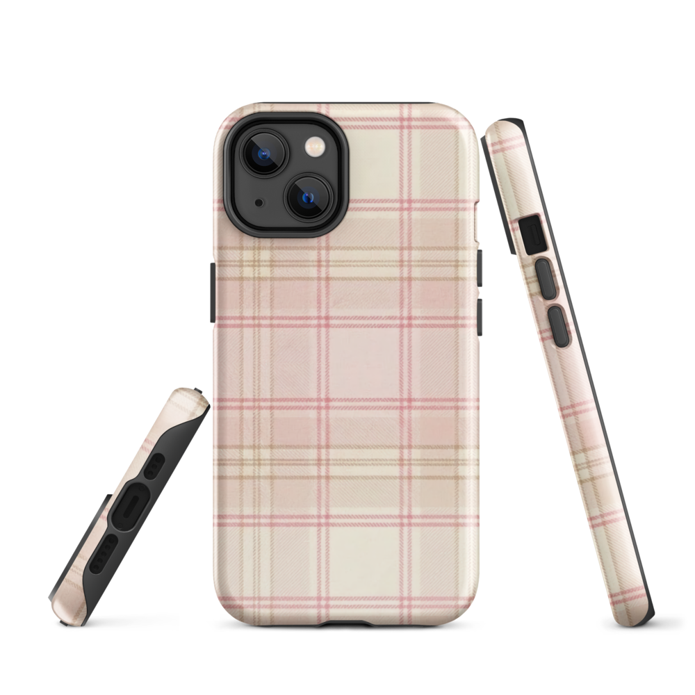 Pink & Cream Plaid Coquette Print Tough Case for iPhone®