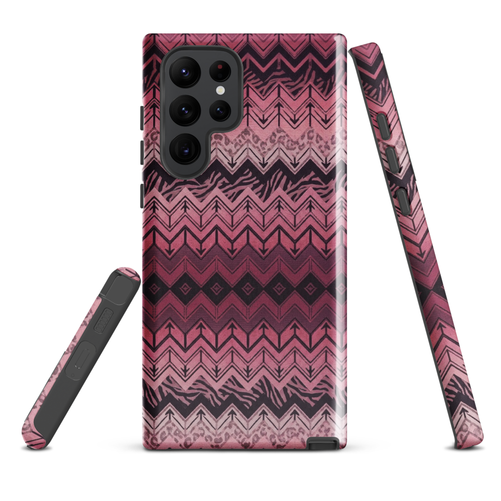 Pink Chevron Pattern Leopard & Zebra Print Tough Case for Samsung