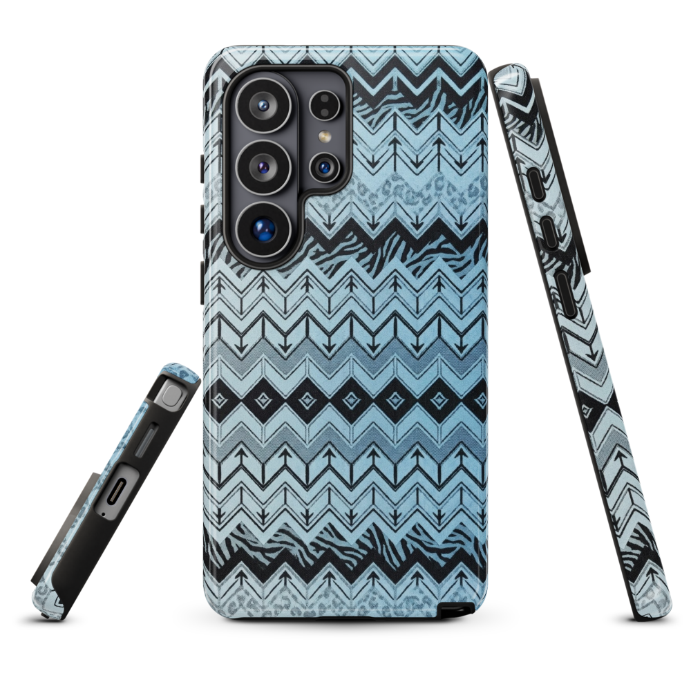 Blue Chevron Pattern Leopard & Zebra Print Tough Case for Samsung