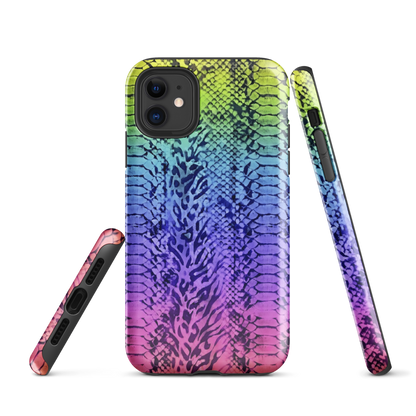 Neon Rainbow Snake Skin & Leopard Print Tough Case for iPhone®