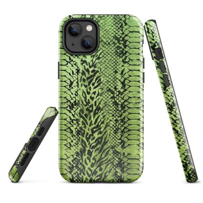 Green Snake Skin & Leopard Print Tough Case for iPhone®