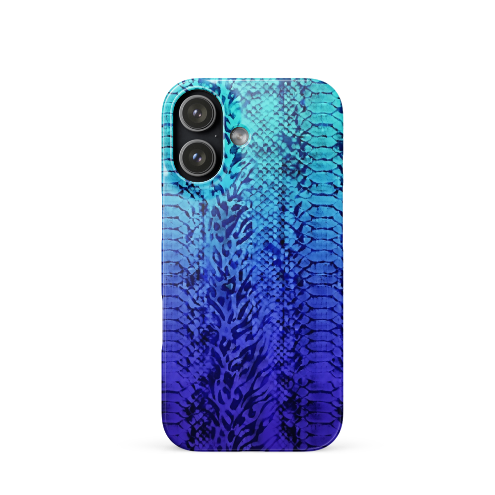 Vibrant Blue Snake Skin & Leopard Print Snap Case for iPhone