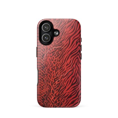 Red Zebra Snake & Leopard Print MagSafe Tough Case for iPhone®