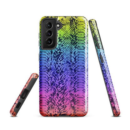Vibrant Rainbow Snake Skin & Leopard Print Tough Case for Samsung