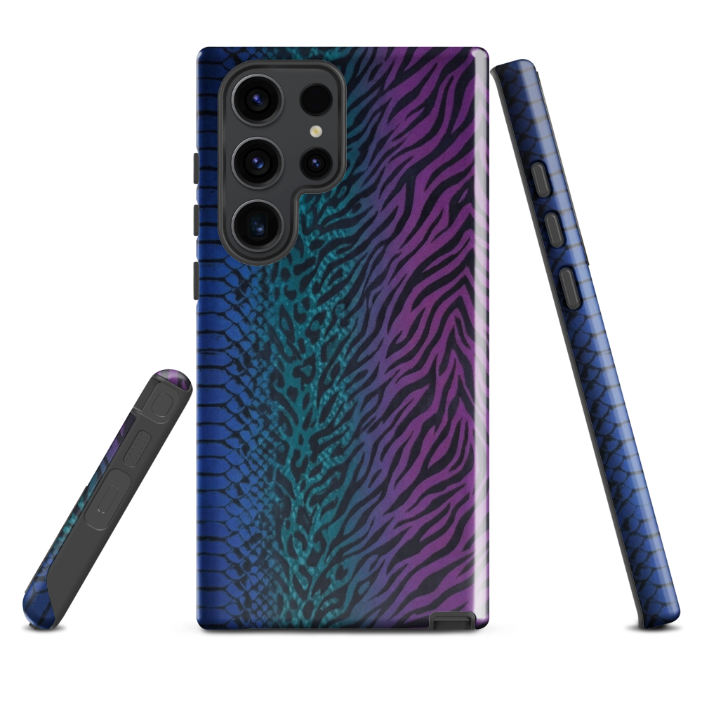 Blue to Purple Dark Snake Zebra & Leopard Print Tough Case for Samsung