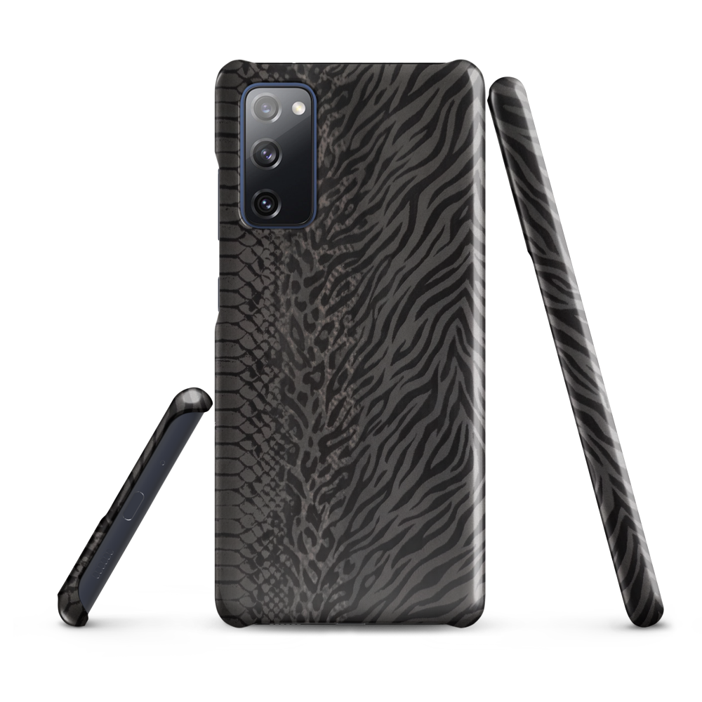 Dark Gray Snake Skin & Leopard Print Snap Case for Samsung