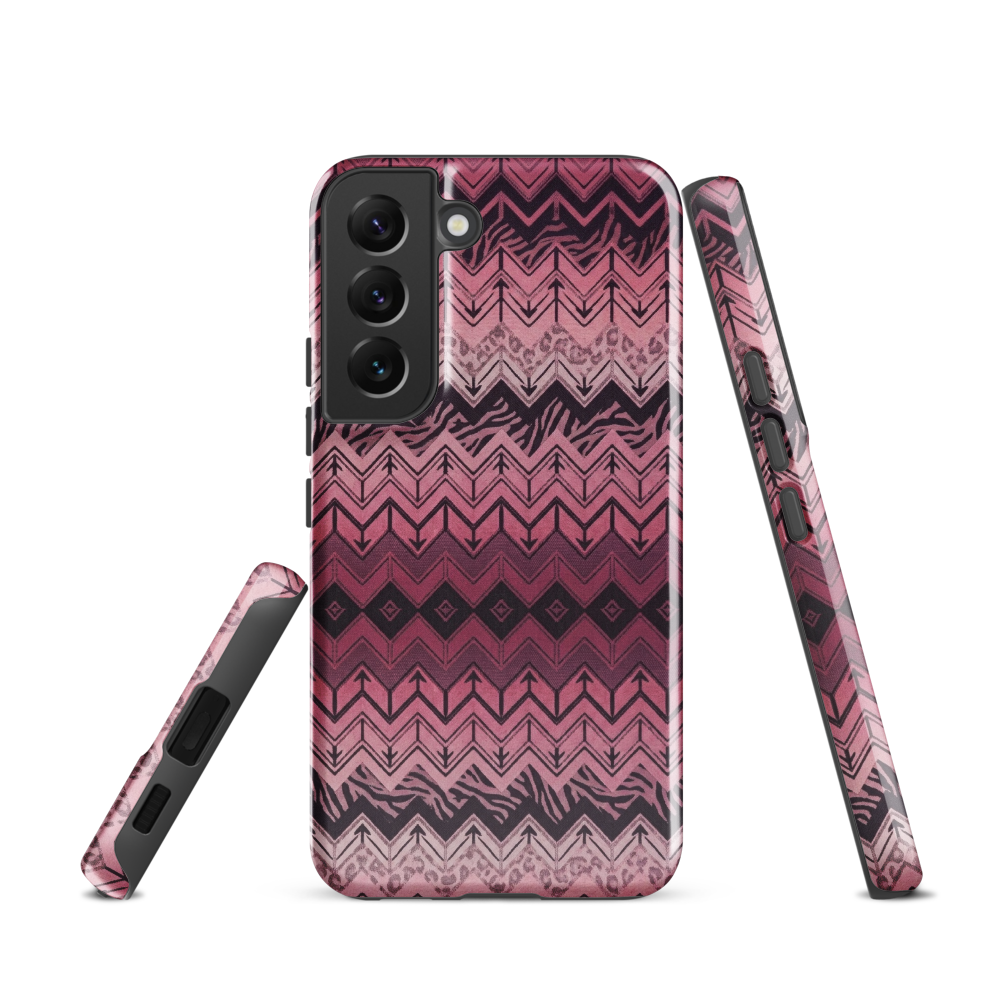 Pink Chevron Pattern Leopard & Zebra Print Tough Case for Samsung