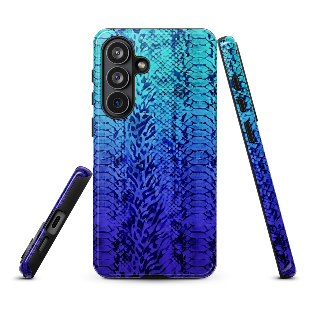 Vibrant Blue Snake & Leopard Print Tough Case for Samsung