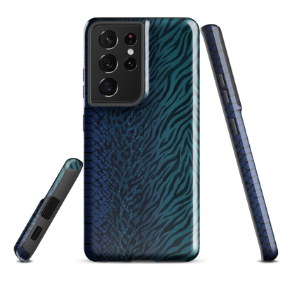 Blue & Teal Snake Skin Zebra & Leopard Print Tough Case for Samsung