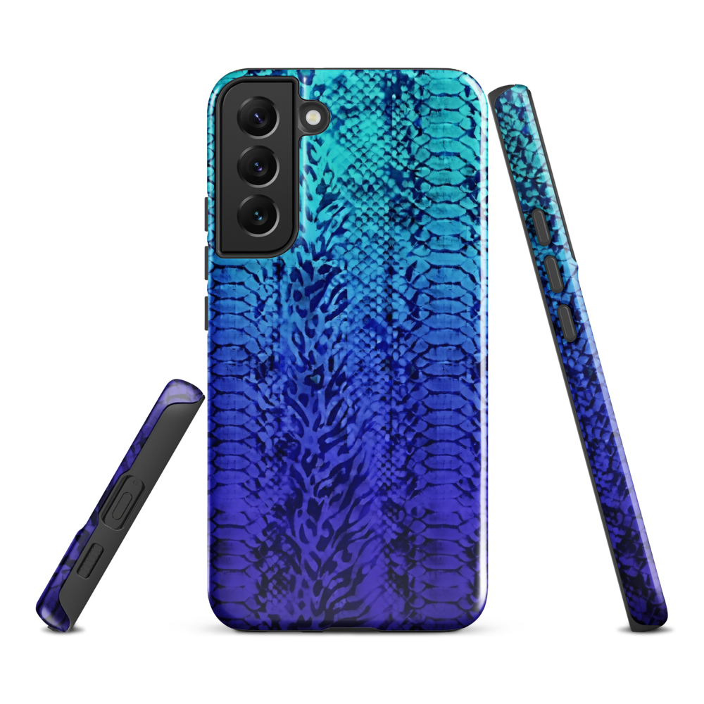 Vibrant Blue Snake & Leopard Print Tough Case for Samsung