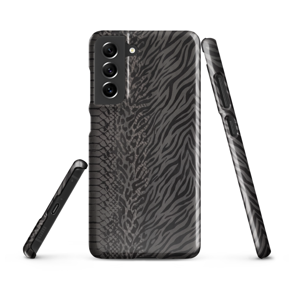 Dark Gray Snake Skin & Leopard Print Snap Case for Samsung