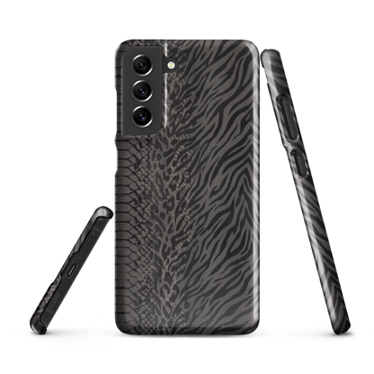 Dark Gray Snake Skin & Leopard Print Snap Case for Samsung
