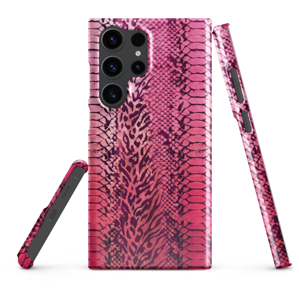 Neon Pink Snake Skin & Leopard Print Snap Case for Samsung